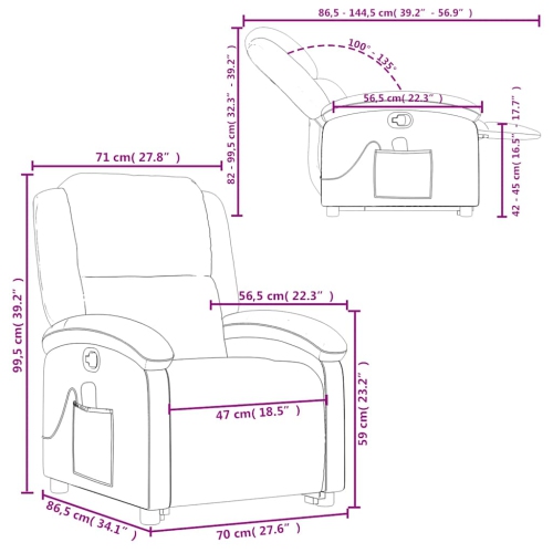 Fauteuil de massage inclinable en cuir véritable noir de vidaXL