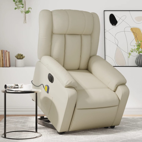 Fauteuil de massage inclinable électrique en similicuir crème de vidaXL