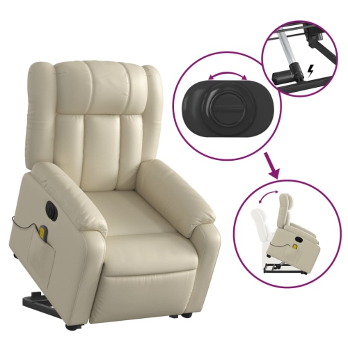 Fauteuil de massage inclinable électrique en similicuir crème de vidaXL