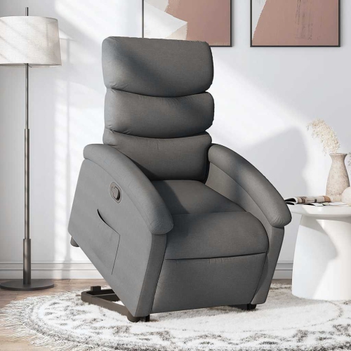 Fauteuil inclinable en tissu gris foncé VidaXL