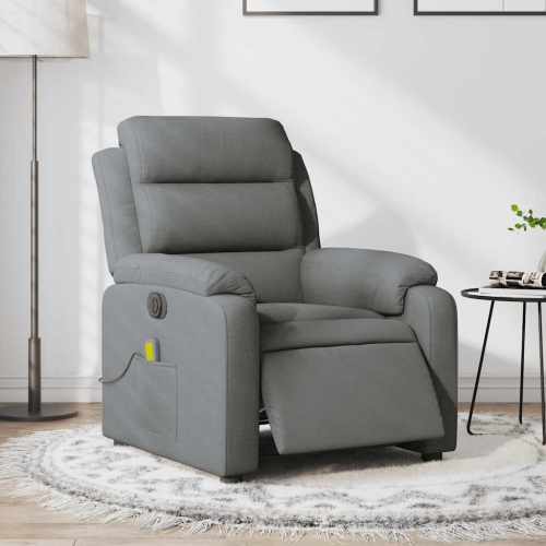 Fauteuil de massage inclinable électrique en tissu gris foncé vidaXL