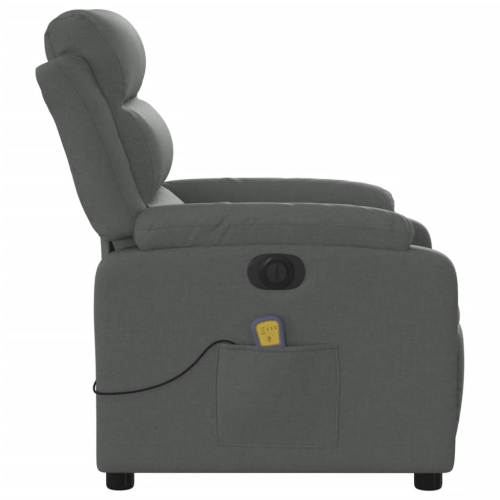 Fauteuil de massage inclinable électrique en tissu gris foncé vidaXL
