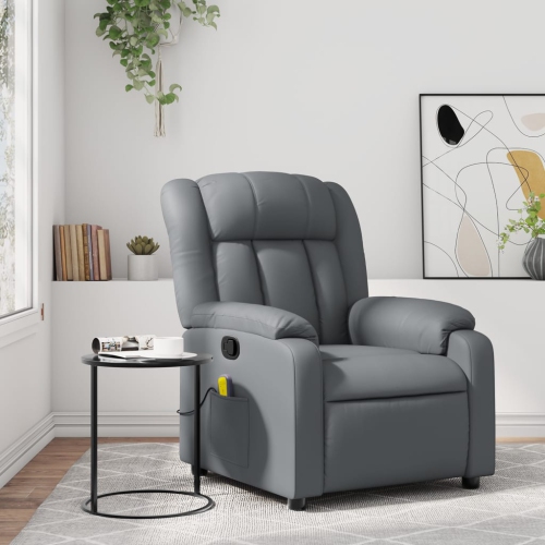 Fauteuil de massage inclinable en similicuir gris de vidaXL