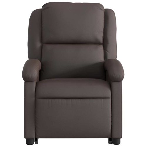 Fauteuil de massage inclinable électrique en cuir véritable brun foncé de vidaXL