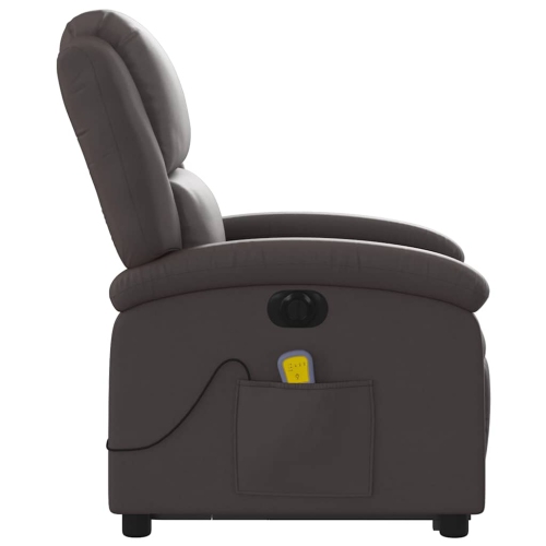 Fauteuil de massage inclinable électrique en cuir véritable brun foncé de vidaXL