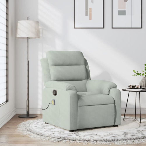 Fauteuil de massage inclinable en velours gris pâle de vidaXL