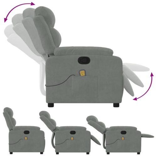 Fauteuil de massage inclinable en velours gris pâle de vidaXL