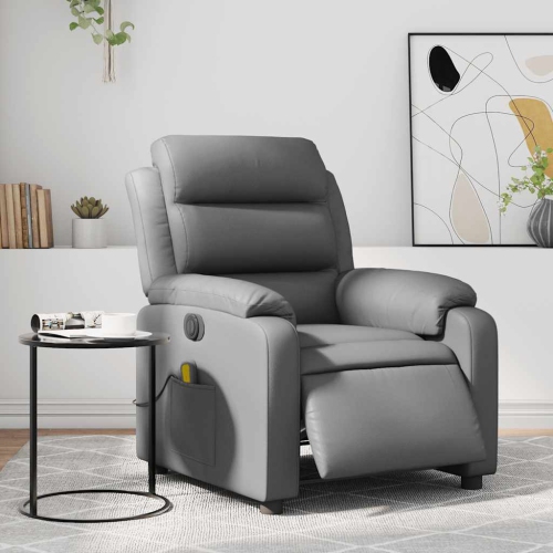 Fauteuil de massage inclinable électrique en similicuir gris vidaXL