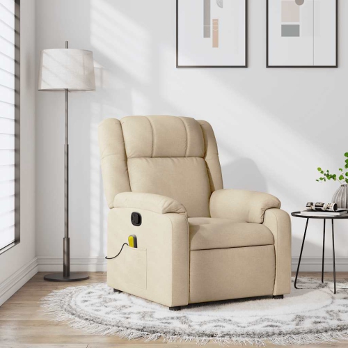 Fauteuil de massage inclinable en tissu crème de vidaXL