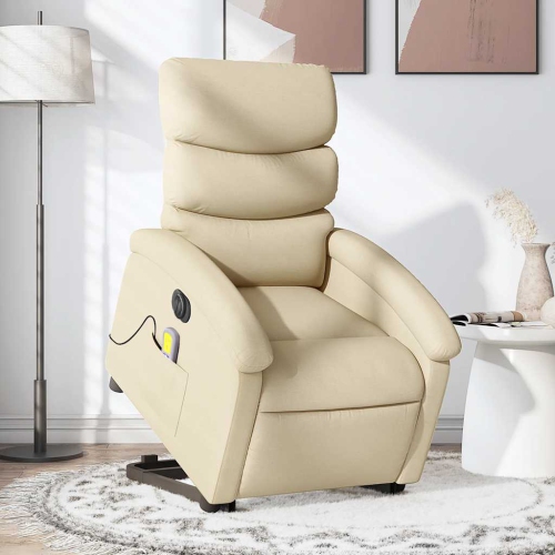 Fauteuil de massage inclinable électrique en tissu crème de vidaXL