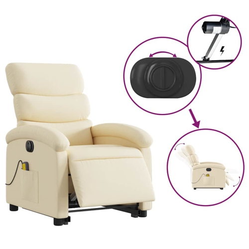 Fauteuil de massage inclinable électrique en tissu crème de vidaXL