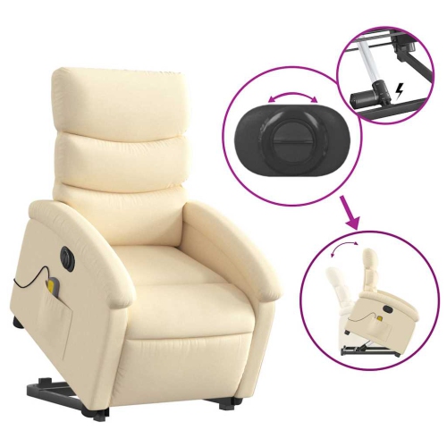 Fauteuil de massage inclinable électrique en tissu crème de vidaXL