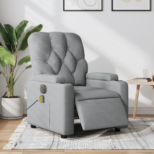 Fauteuil de massage inclinable électrique en tissu gris pâle de vidaXL