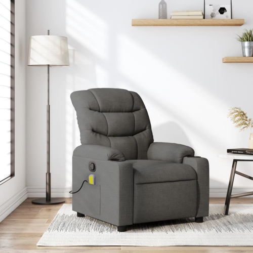 Fauteuil de massage inclinable en tissu gris foncé vidaXL