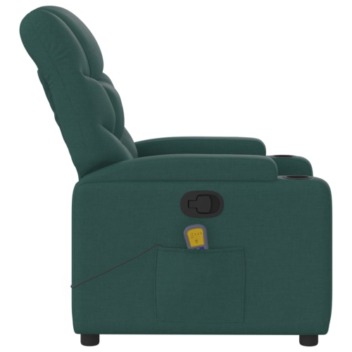 Fauteuil de massage inclinable en tissu vert foncé vidaXL