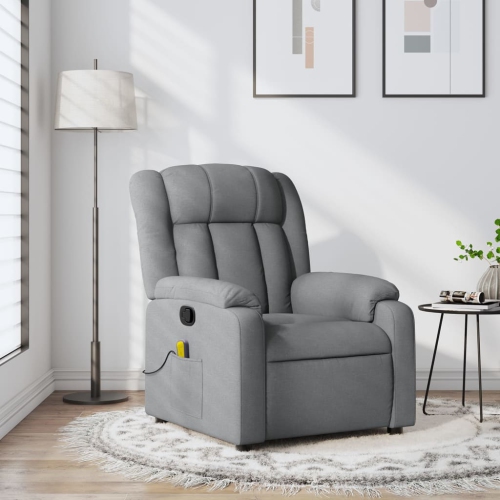 Fauteuil de massage inclinable en tissu gris pâle de vidaXL