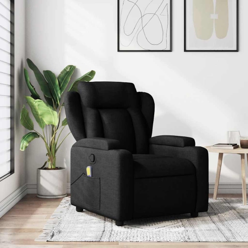 Fauteuil de massage inclinable en tissu noir vidaXL