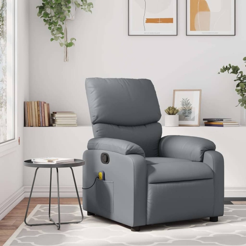 Fauteuil de massage inclinable en similicuir gris de vidaXL