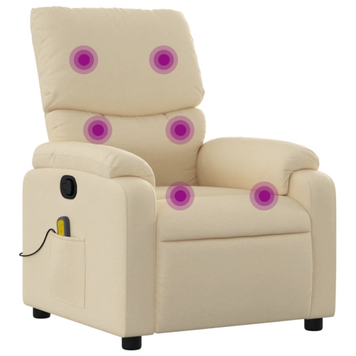 VIDAXL  Massage Recliner Chair Cream Fabric