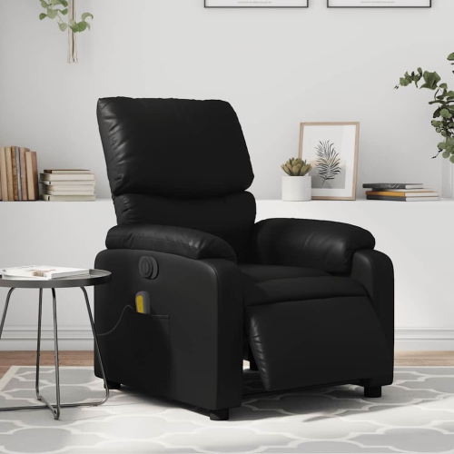 Fauteuil de massage inclinable électrique en similicuir noir vidaXL