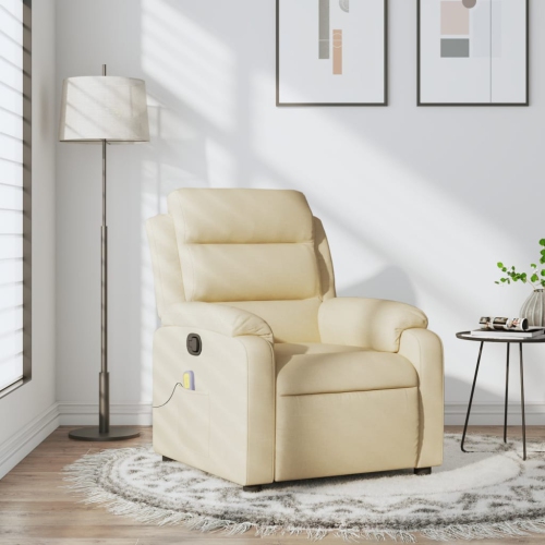 Fauteuil de massage inclinable en tissu crème de vidaXL