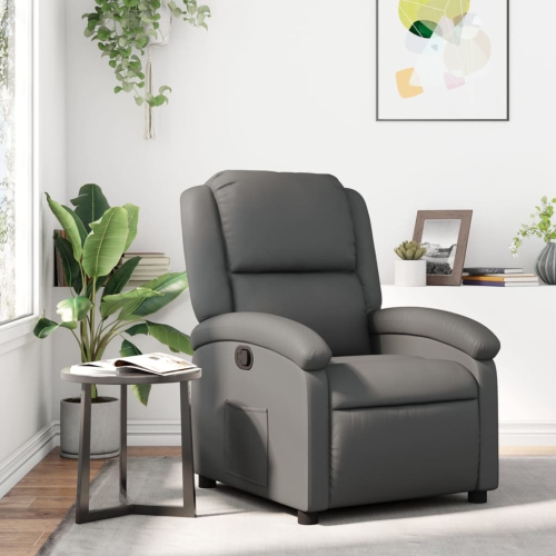 Fauteuil inclinable en similicuir gris vidaXL