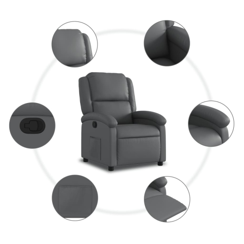 Fauteuil inclinable en similicuir gris vidaXL
