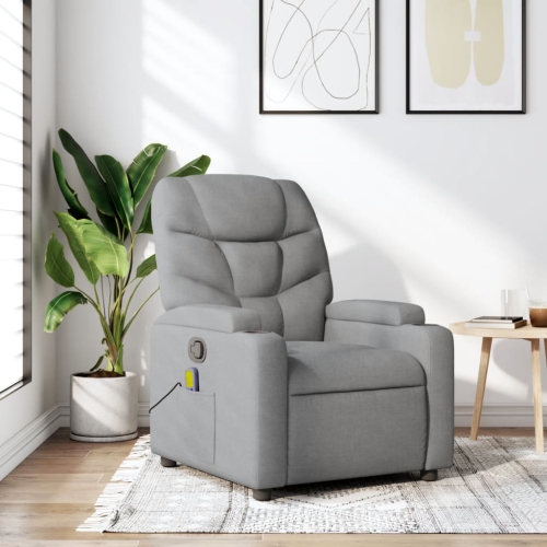 Fauteuil de massage inclinable en tissu gris pâle de vidaXL