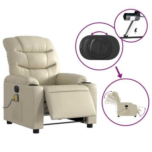 Fauteuil de massage inclinable électrique en similicuir crème de vidaXL