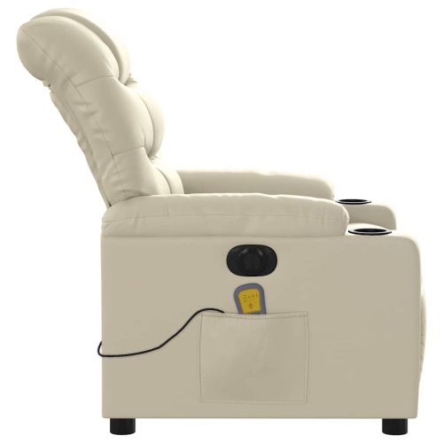 Fauteuil de massage inclinable électrique en similicuir crème de vidaXL