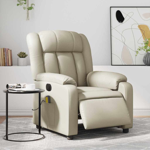 Fauteuil de massage inclinable électrique en similicuir crème de vidaXL