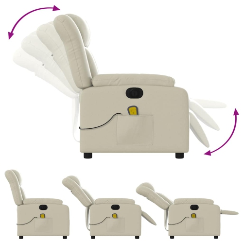 Fauteuil de massage inclinable électrique en similicuir crème de vidaXL
