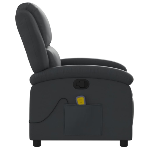 Fauteuil de massage inclinable en cuir véritable noir vidaXL