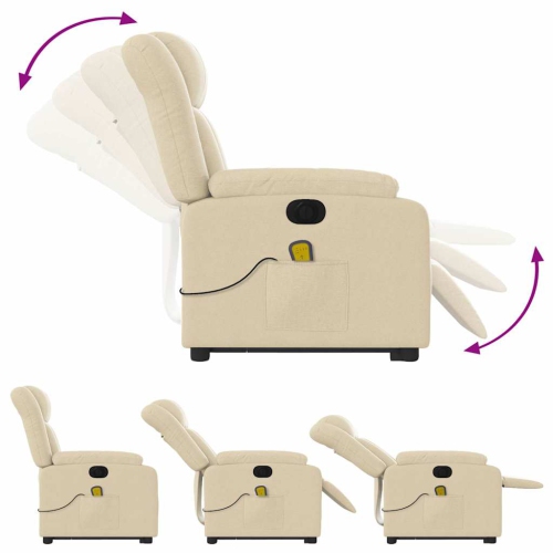 vidaXL Electric Stand up Massage Recliner Chair Cream Fabric