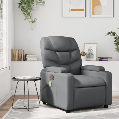Fauteuil de massage inclinable en similicuir gris de vidaXL