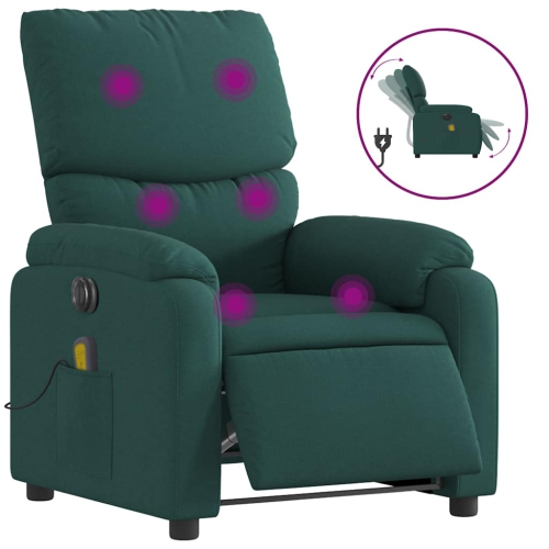 VIDAXL  Electric Massage Recliner Chair Dark Fabric In Green