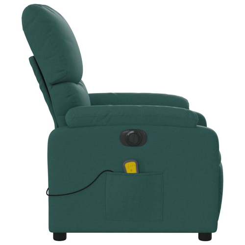 vidaXL Electric Massage Recliner Chair Dark Green Fabric