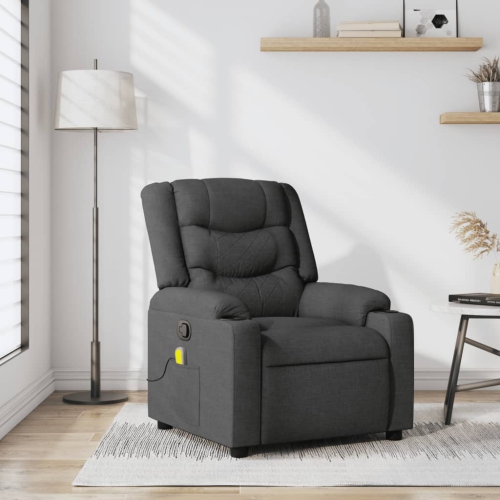 Fauteuil de massage inclinable en tissu gris foncé vidaXL