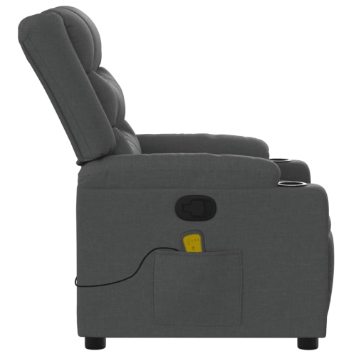 Fauteuil de massage inclinable en tissu gris foncé vidaXL