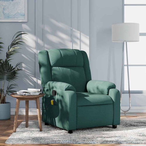 Fauteuil de massage inclinable en tissu vert foncé vidaXL