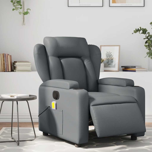 Fauteuil de massage inclinable électrique en similicuir gris vidaXL