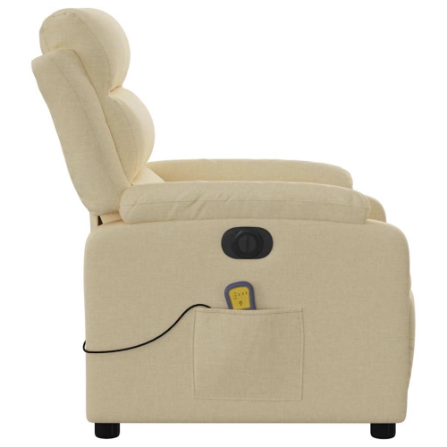 vidaXL Electric Massage Recliner Chair Cream Fabric
