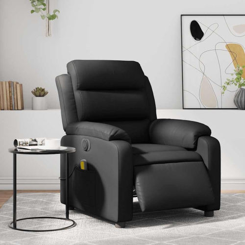 Fauteuil de massage inclinable électrique en similicuir noir vidaXL