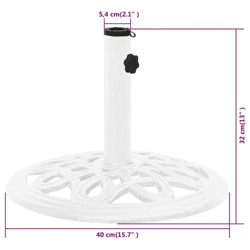 vidaXL 19.4-Pound Round Umbrella Base for 1.4, 1.5, 1.9 Inches Tube, Heavy-Duty Cast Iron White