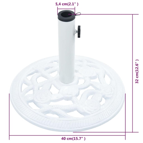 vidaXL 19.8-Pound Round Umbrella Base for 1.4, 1.5, 1.9 Inches Tube, Heavy-Duty Cast Iron White