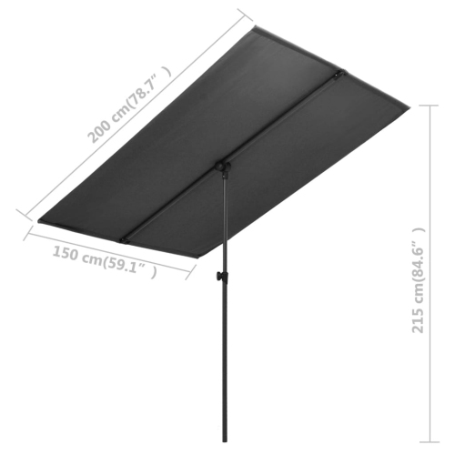 vidaXL Outdoor Parasol with Aluminum Pole 78.7"x59.1" Anthracite