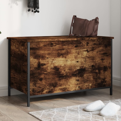 vidaXL Storage Bench Smoked Oak 80x42.5x50 cm Engineered Wood