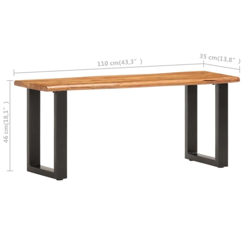 Banc de musculation en bois d'acacia massif et en acier 110&nbsp;cm de vidaXL