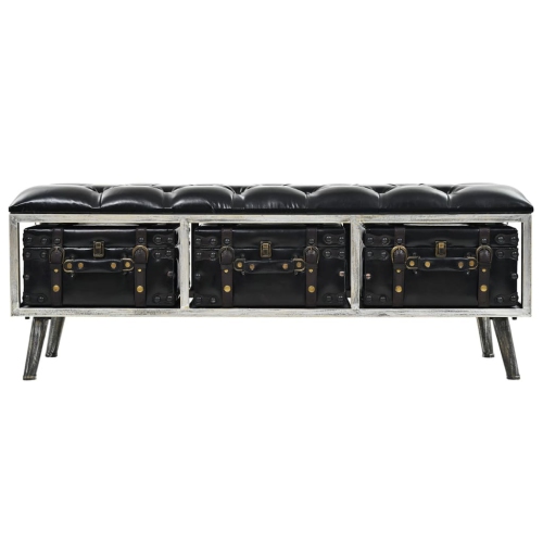 vidaXL Storage Bench 110 cm Black Faux Leather