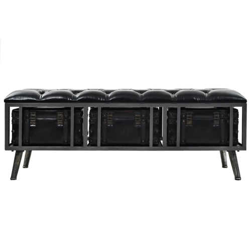 vidaXL Storage Bench 110 cm Black Faux Leather